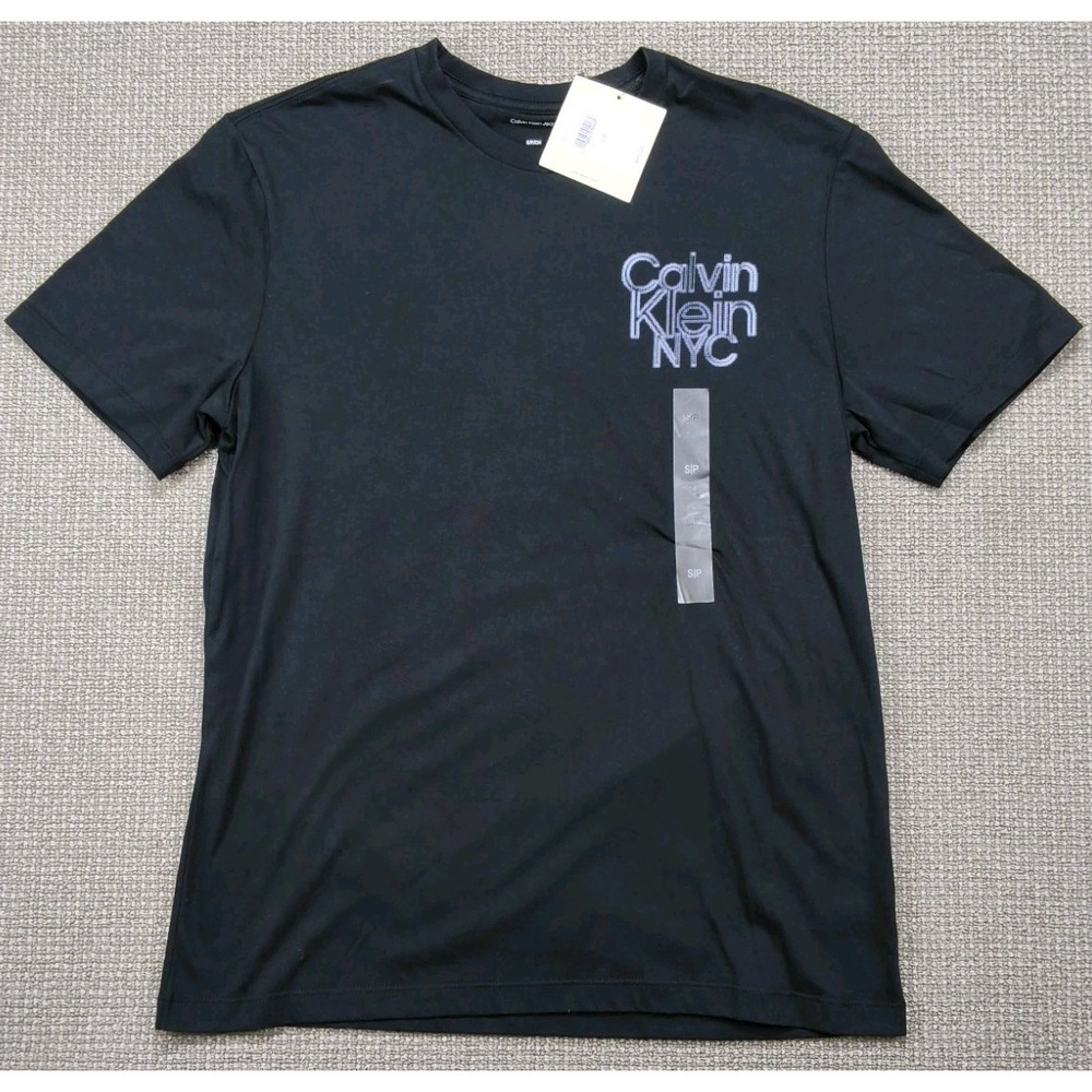 NWT Calvin Klein Men's Pixel Logo Graphic T-Shirt Black Size S Tee